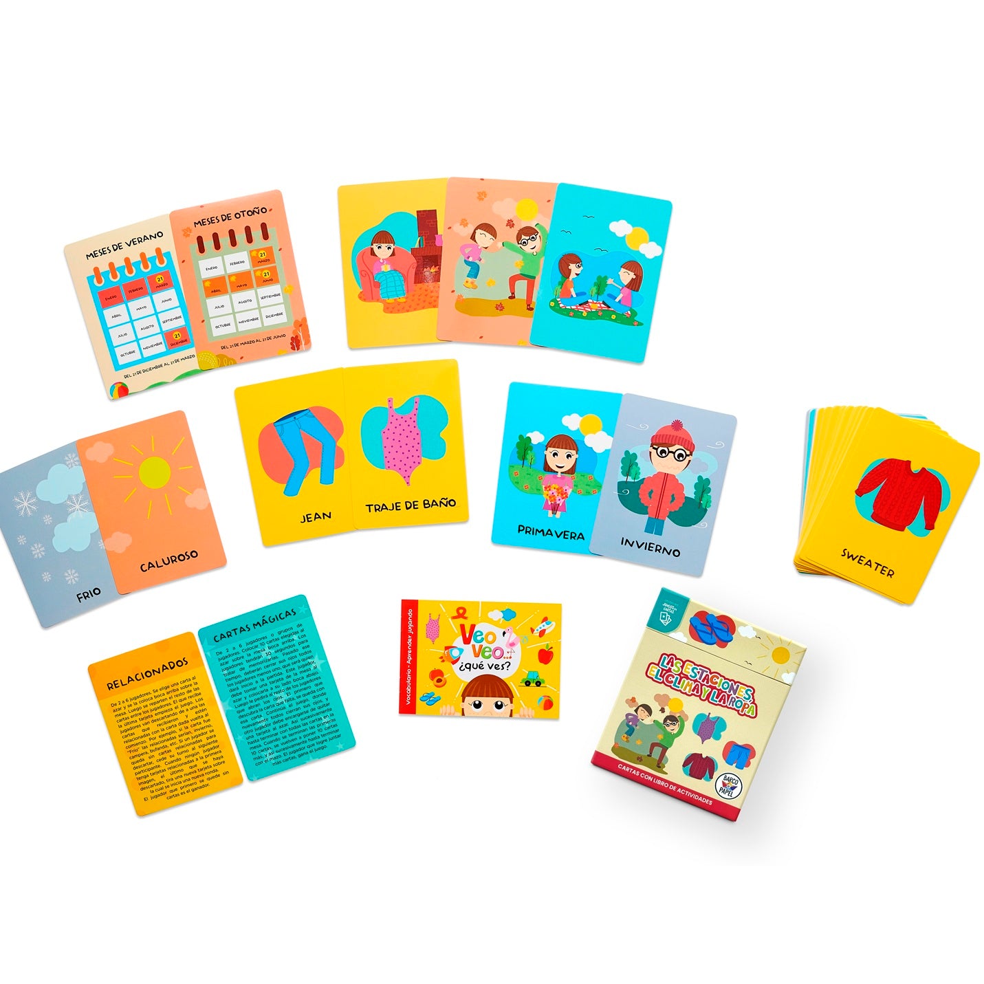 Las estaciones, el clima y la ropa. Juego de cartas Las estaciones, el clima y la ropa. Juego de cartas